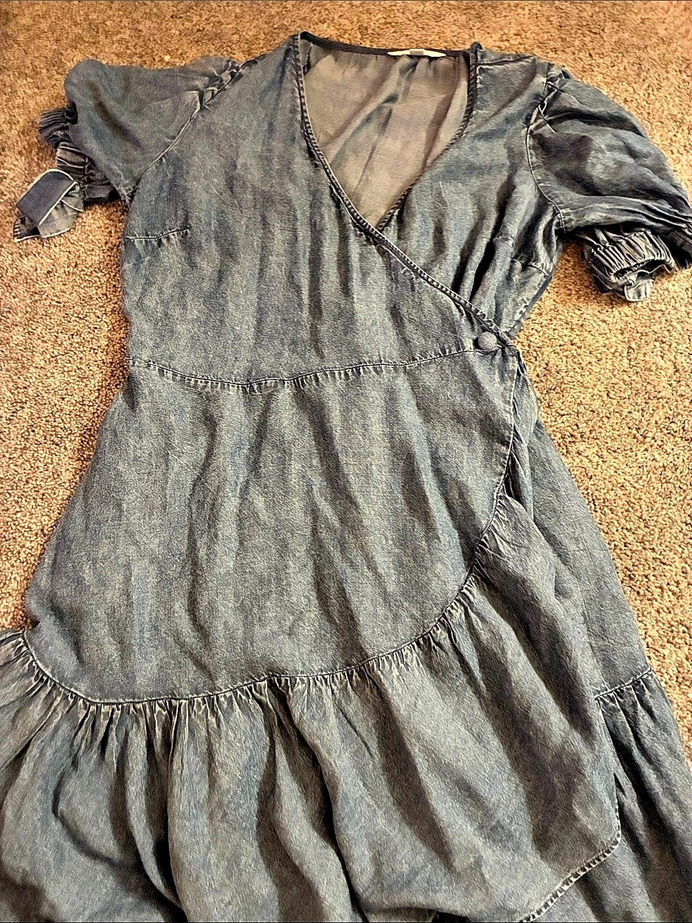 Denim Wrap Mini Dress in Blue Like New